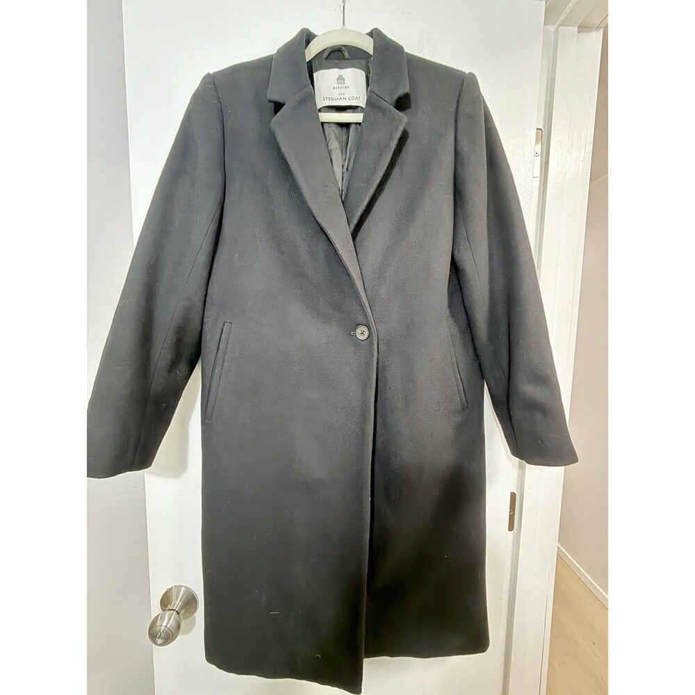Aritzia Babaton The Stedman Virgin Wool Coat From Italy Size Small Black